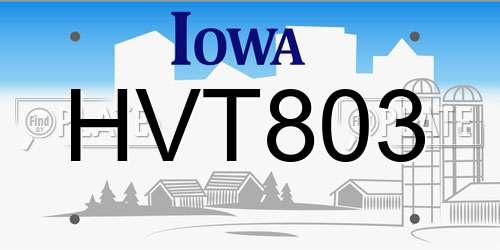 HVT803 Iowa License Plate