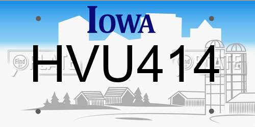 HVU414 Iowa License Plate