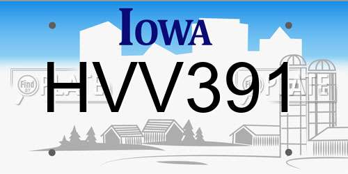 HVV391 Iowa License Plate