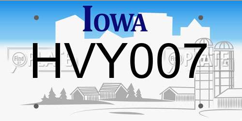 HVY007 Iowa License Plate