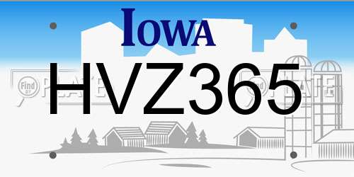 HVZ365 Iowa License Plate