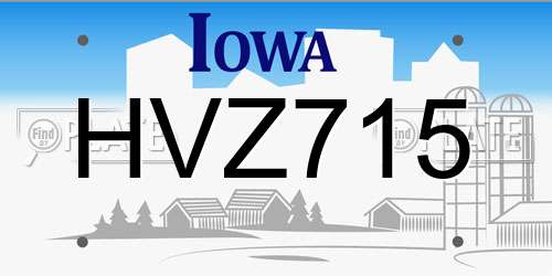 HVZ715 Iowa License Plate