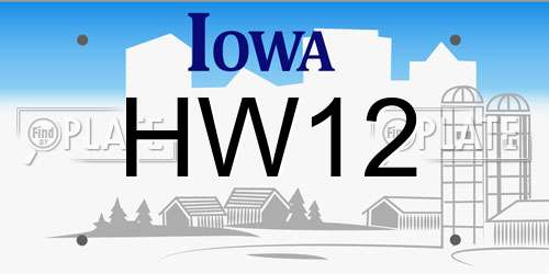 HW12 Iowa License Plate