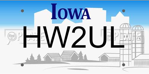 HW2UL Iowa License Plate