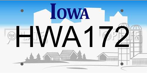 HWA172 Iowa License Plate