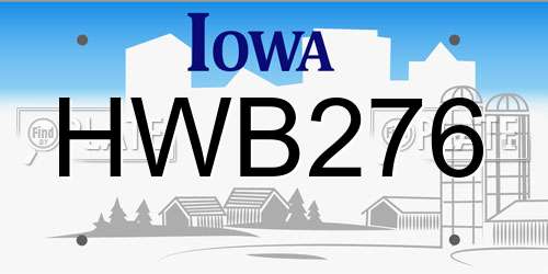 HWB276 Iowa License Plate