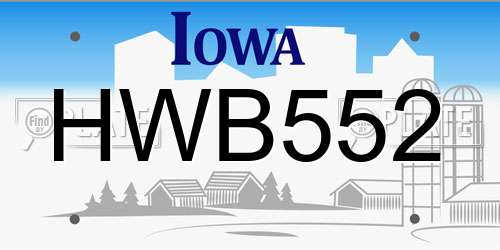 HWB552 Iowa License Plate