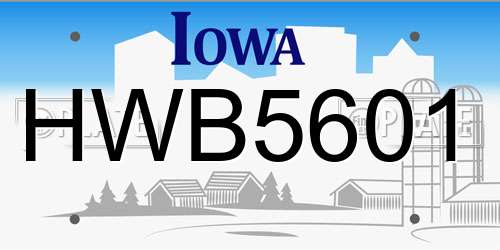 HWB5601 Iowa License Plate