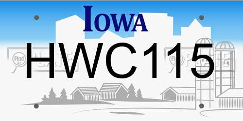 HWC115 Iowa License Plate
