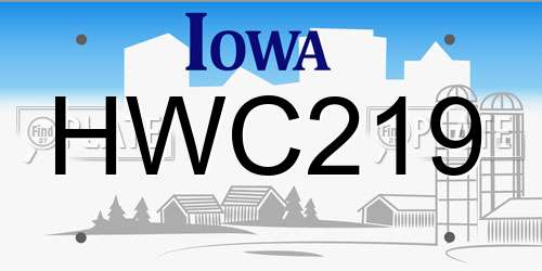 HWC219 Iowa License Plate