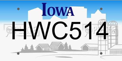HWC514 Iowa License Plate