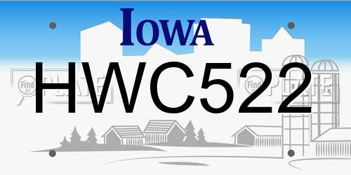HWC522 Iowa License Plate