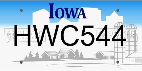 HWC544 Iowa License Plate