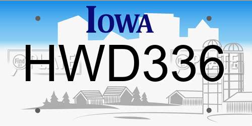 HWD336 Iowa License Plate