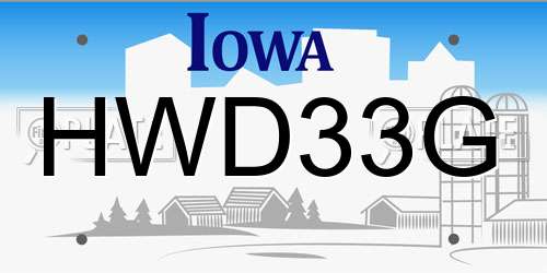 HWD33G Iowa License Plate