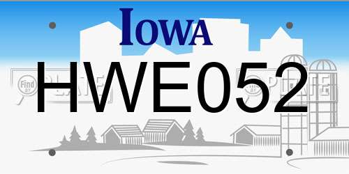 HWE052 Iowa License Plate