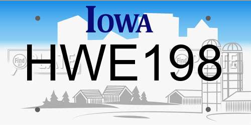 HWE198 Iowa License Plate