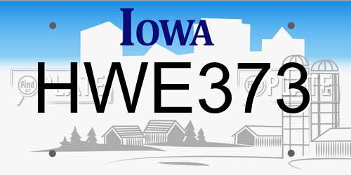 HWE373 Iowa License Plate