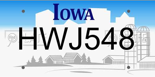 HWJ548 Iowa License Plate