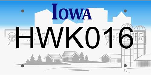HWK016 Iowa License Plate