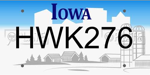 HWK276 Iowa License Plate