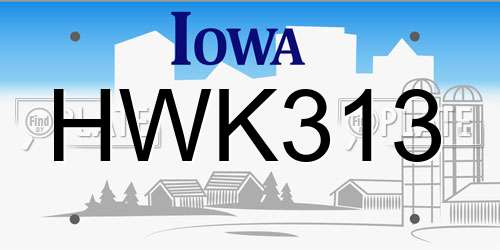 HWK313 Iowa License Plate