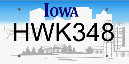 HWK348 Iowa License Plate