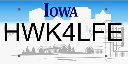 HWK4LFE Iowa License Plate