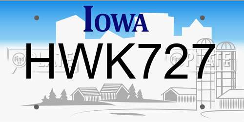 HWK727 Iowa License Plate