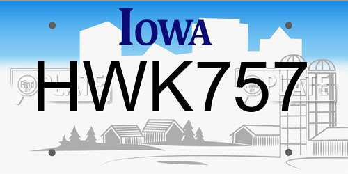 HWK757 Iowa License Plate