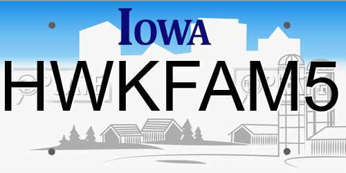 HWKFAM5 Iowa License Plate