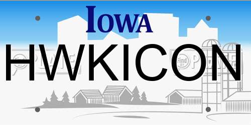 HWKICON Iowa License Plate
