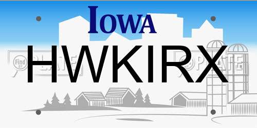HWKIRX Iowa License Plate