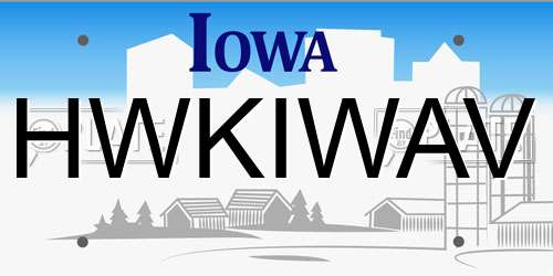 HWKIWAV Iowa License Plate