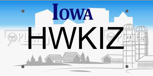 HWKIZ Iowa License Plate