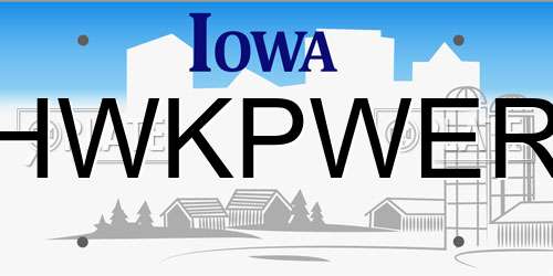 HWKPWER Iowa License Plate