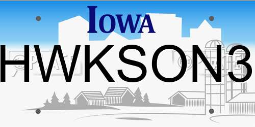 HWKSON3 Iowa License Plate