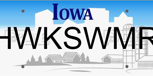 HWKSWMR Iowa License Plate