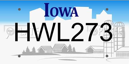 HWL273 Iowa License Plate