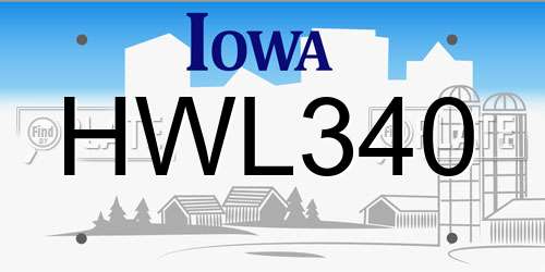 HWL340 Iowa License Plate