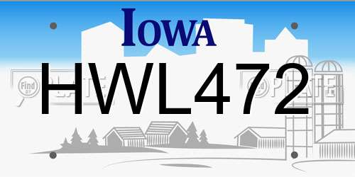 HWL472 Iowa License Plate