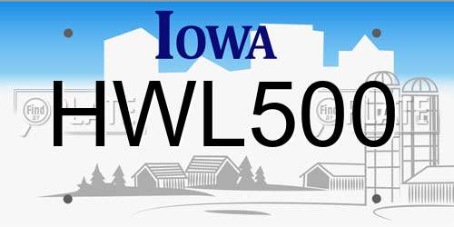 HWL500 Iowa License Plate