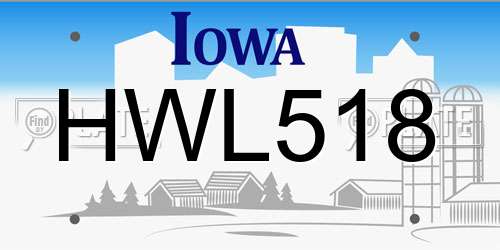 HWL518 Iowa License Plate