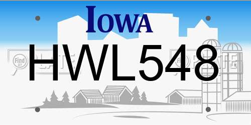 HWL548 Iowa License Plate