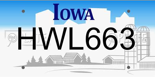HWL663 Iowa License Plate