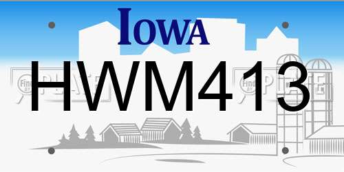 HWM413 Iowa License Plate