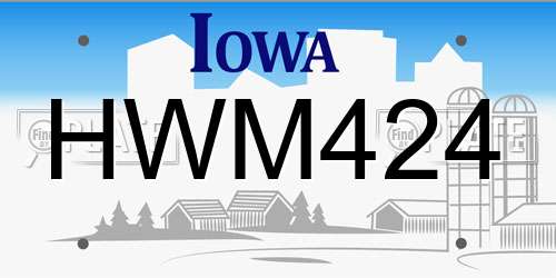 HWM424 Iowa License Plate