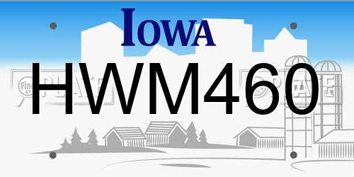 HWM460 Iowa License Plate