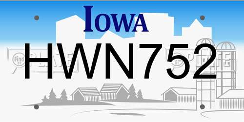 HWN752 Iowa License Plate