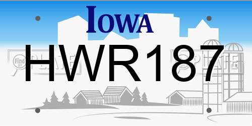 HWR187 Iowa License Plate
